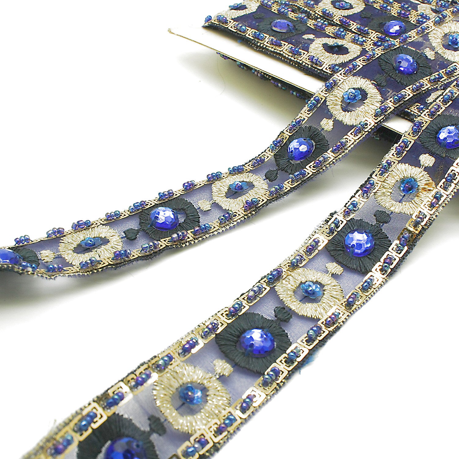 BLUE GOLD RHINESTONE  TRIM - sarahi.NYC