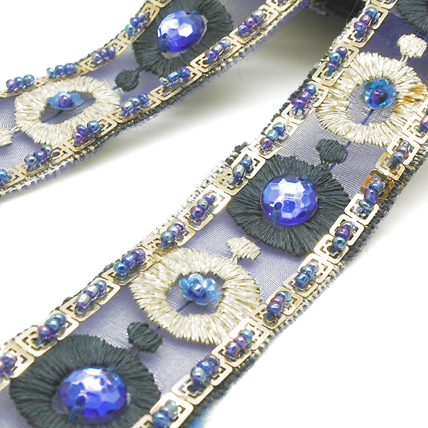 BLUE GOLD RHINESTONE  TRIM - sarahi.NYC