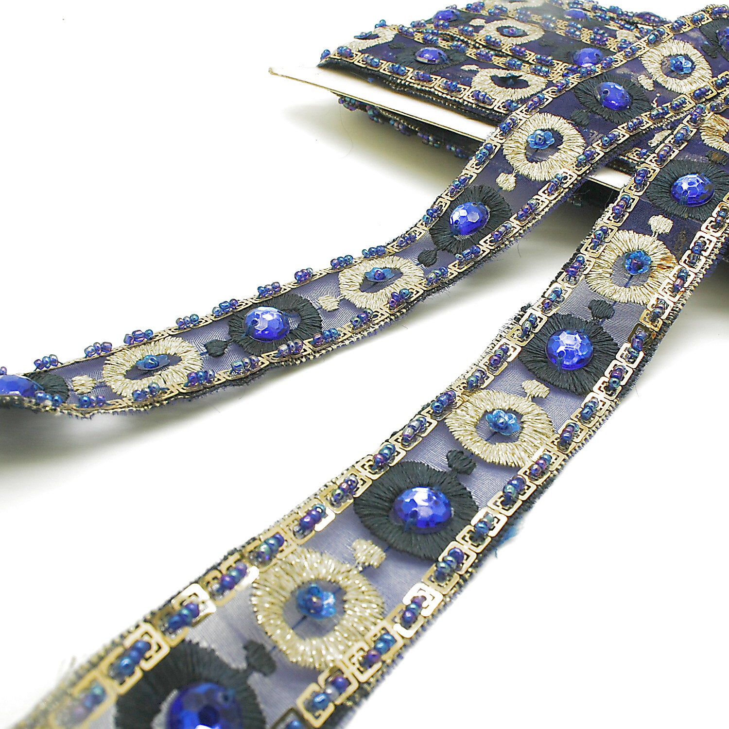 BLUE GOLD RHINESTONE  TRIM - sarahi.NYC