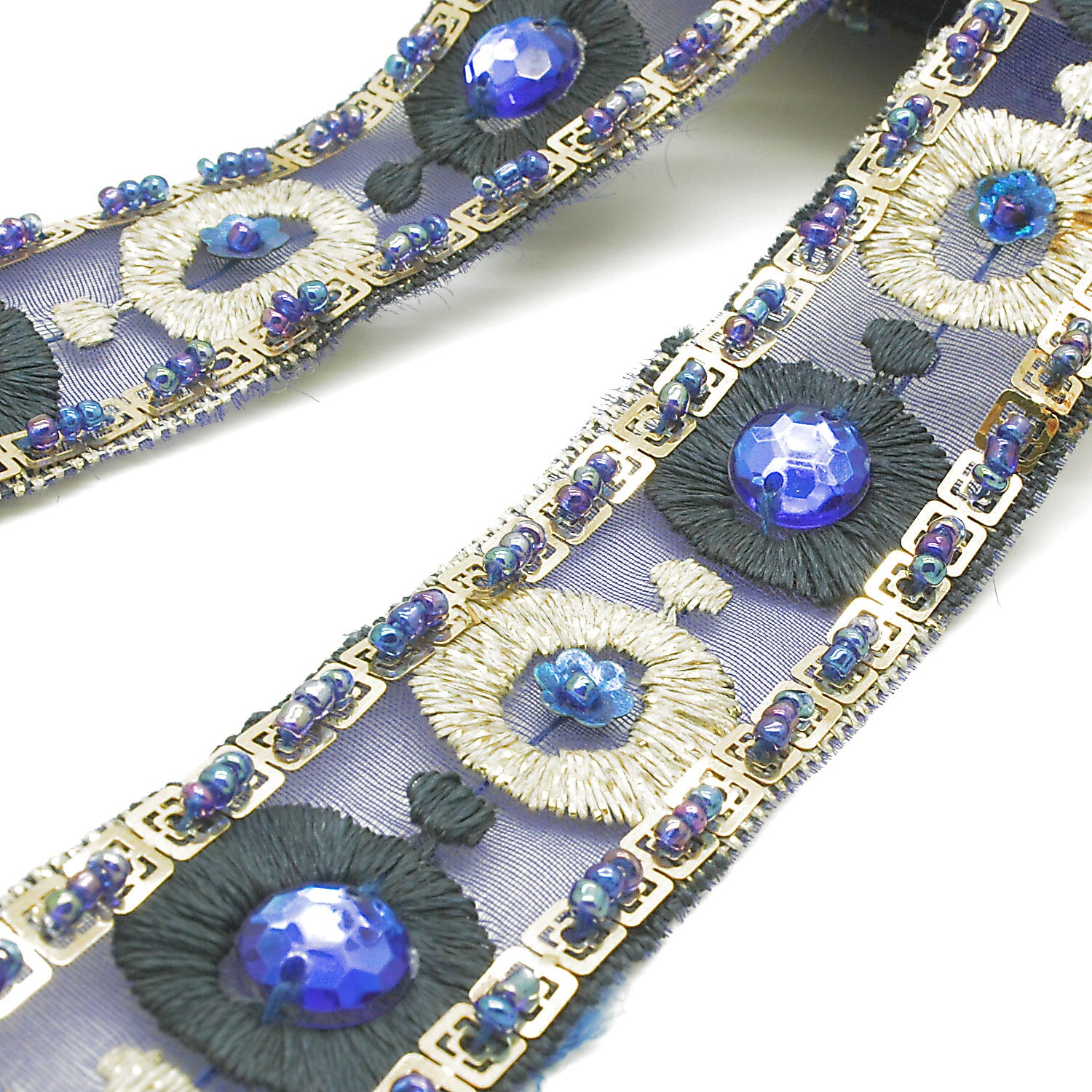 BLUE GOLD RHINESTONE  TRIM - sarahi.NYC