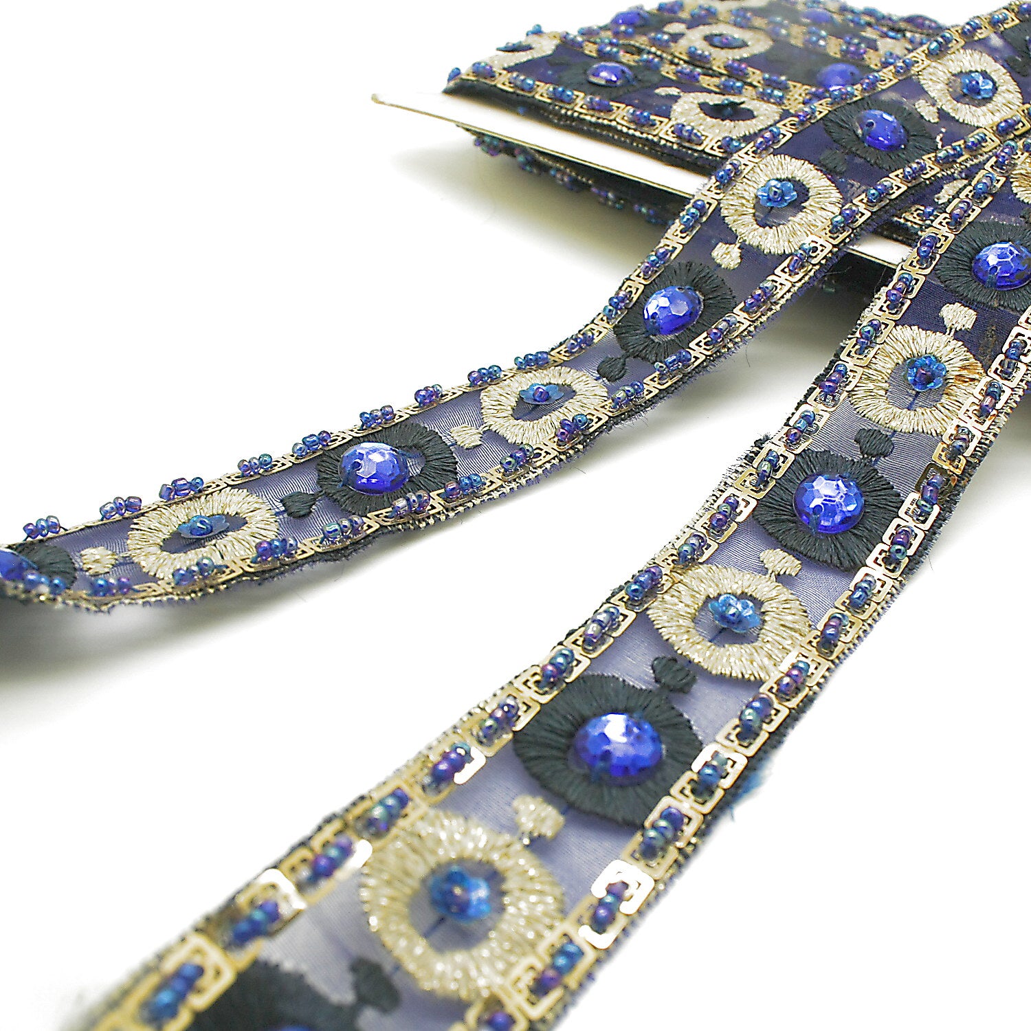 BLUE GOLD RHINESTONE  TRIM - sarahi.NYC