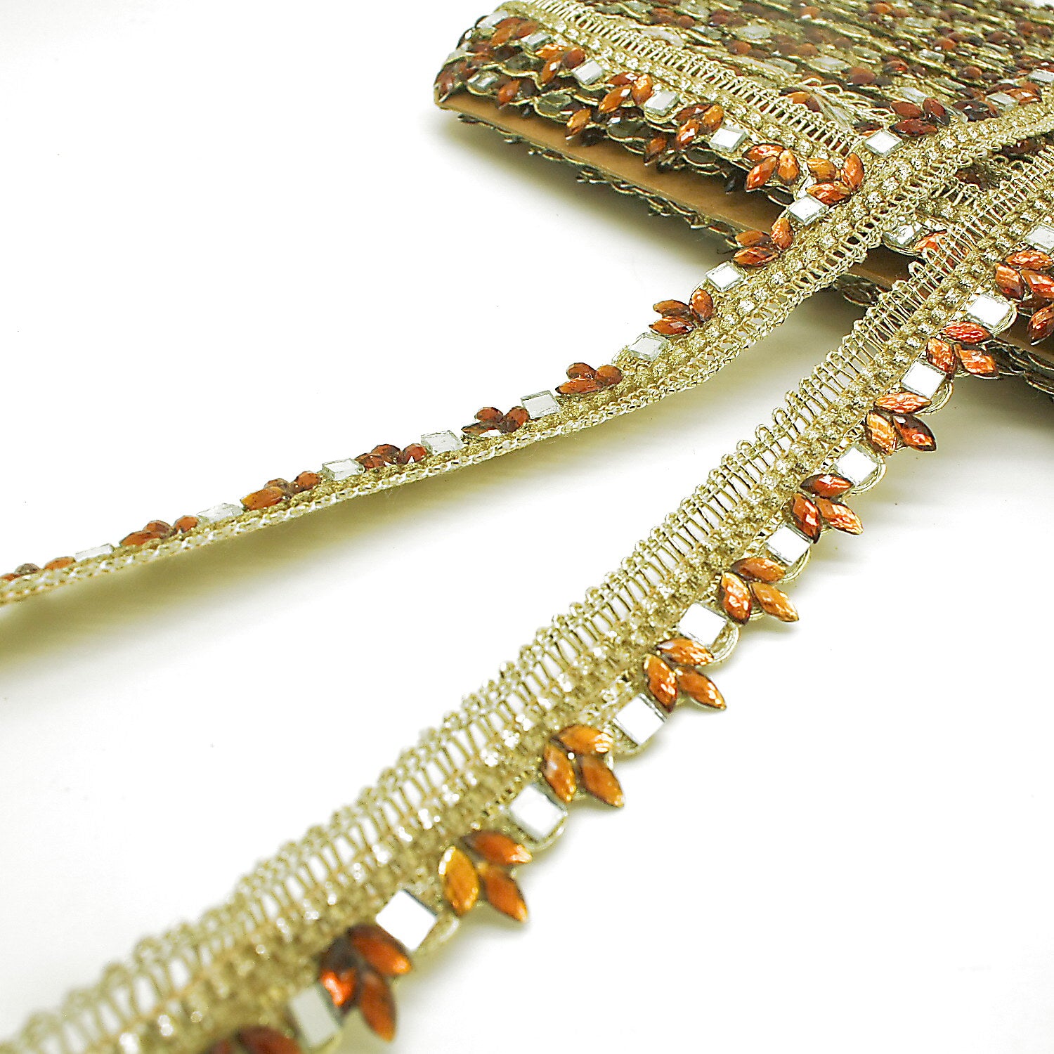 BROWN RHINESTONE MIRROR TRIM - sarahi.NYC