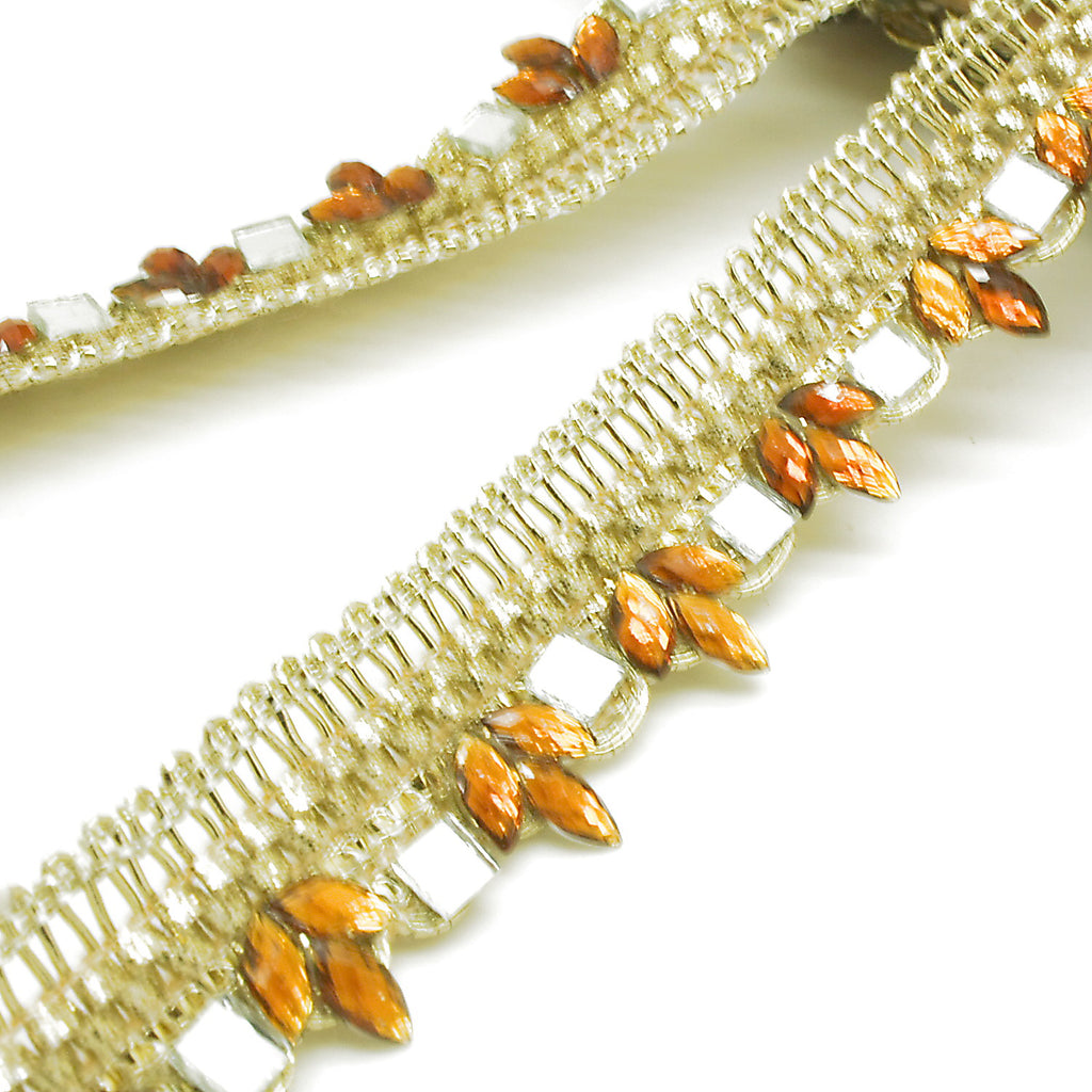 BROWN RHINESTONE MIRROR TRIM - sarahi.NYC