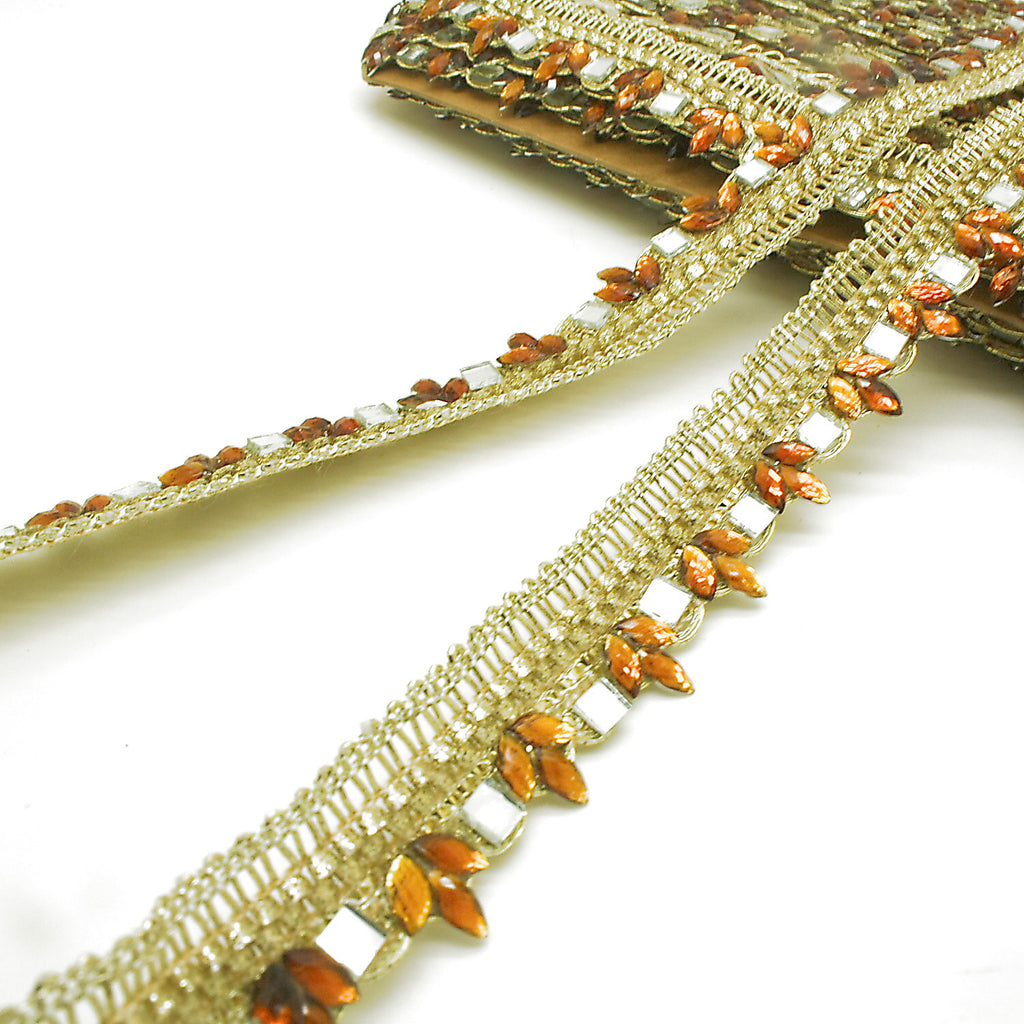 BROWN RHINESTONE MIRROR TRIM - sarahi.NYC