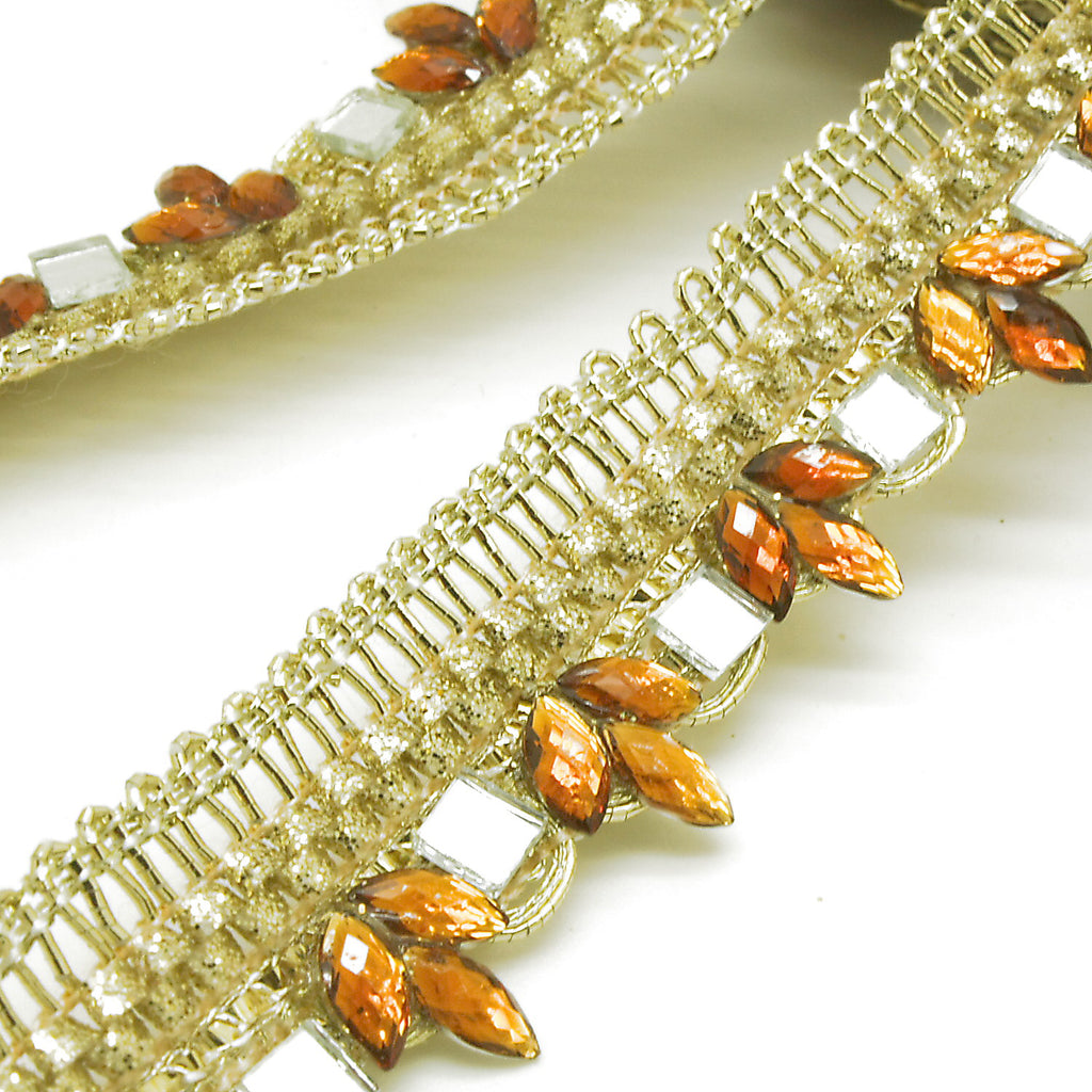 BROWN RHINESTONE MIRROR TRIM - sarahi.NYC