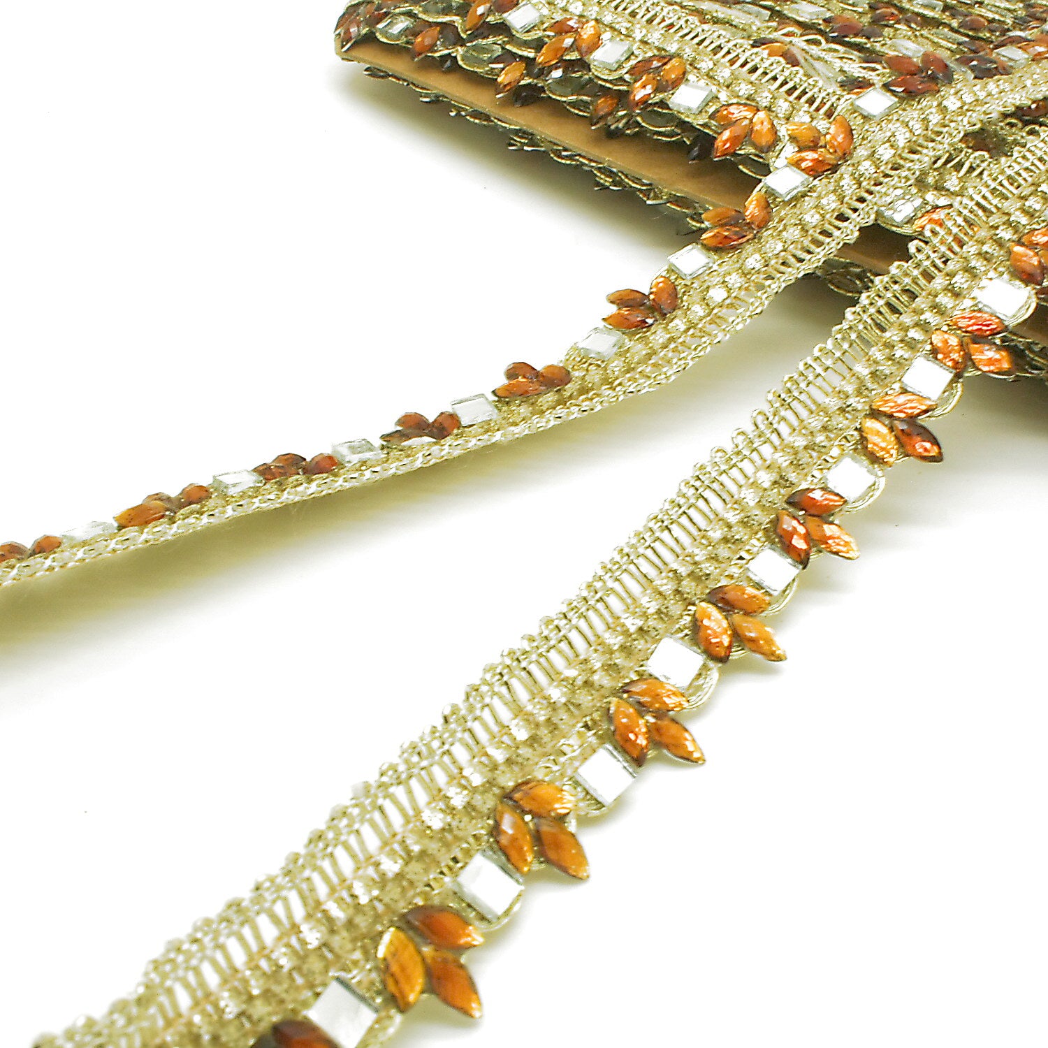 BROWN RHINESTONE MIRROR TRIM - sarahi.NYC