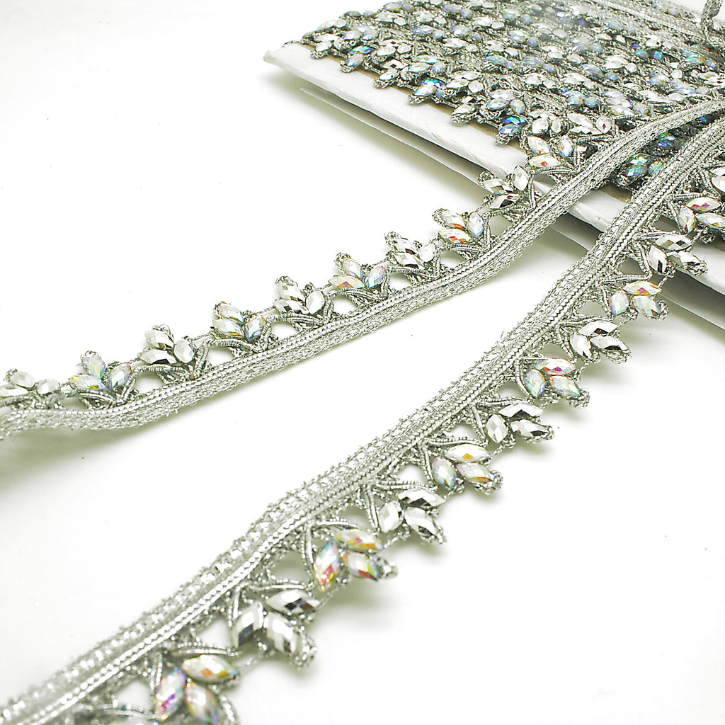 SILVER IRIDESCENT RHINESTONE TRIM - sarahi.NYC