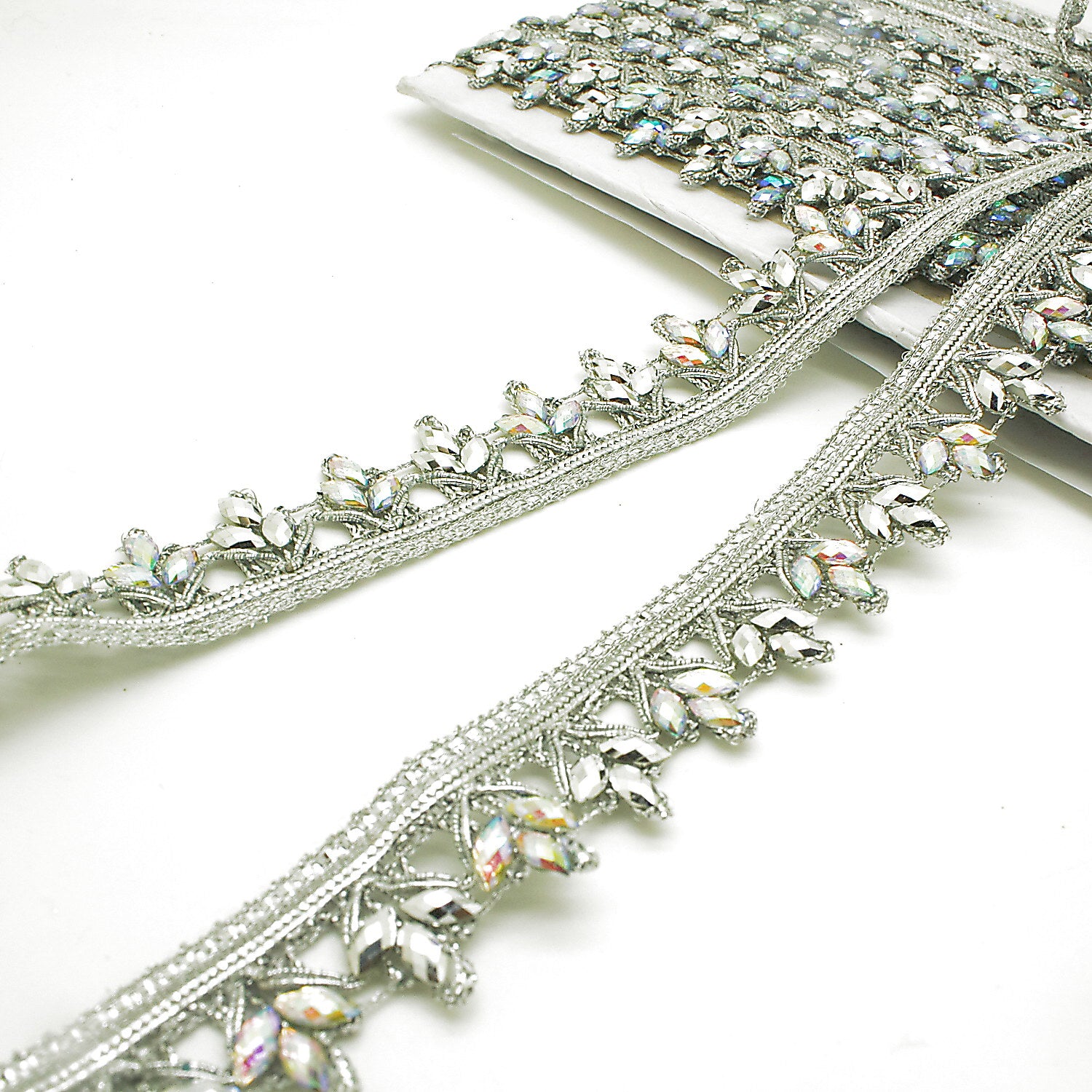 SILVER IRIDESCENT RHINESTONE TRIM - sarahi.NYC