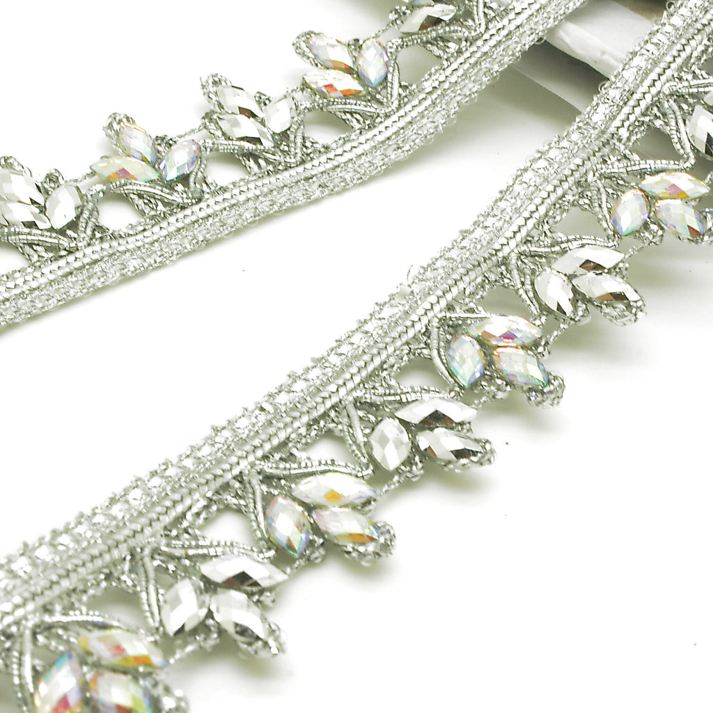 SILVER IRIDESCENT RHINESTONE TRIM - sarahi.NYC
