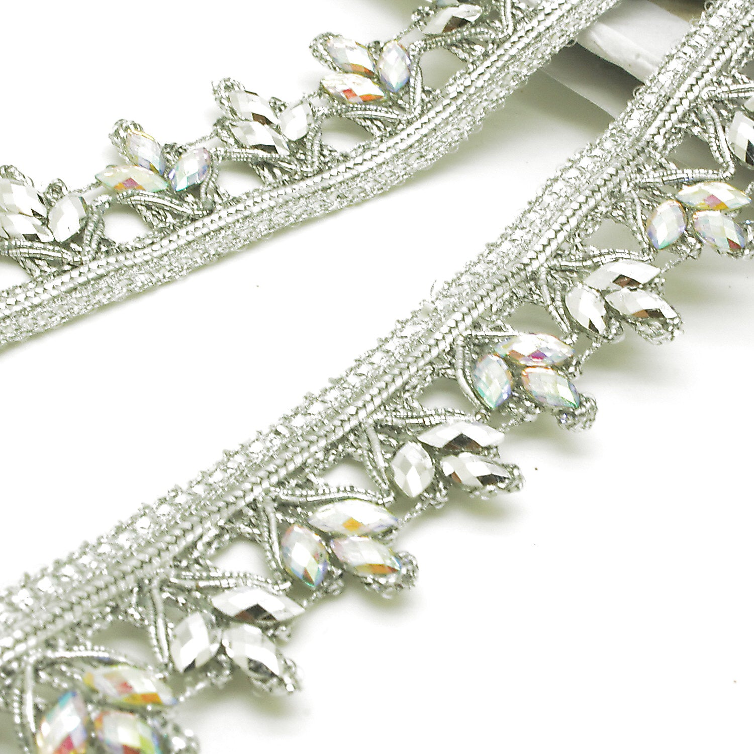 SILVER IRIDESCENT RHINESTONE TRIM - sarahi.NYC