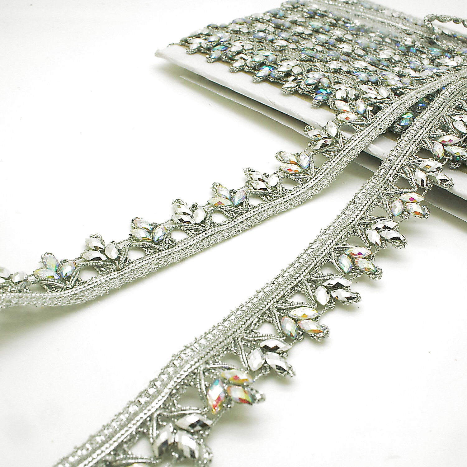 SILVER IRIDESCENT RHINESTONE TRIM - sarahi.NYC