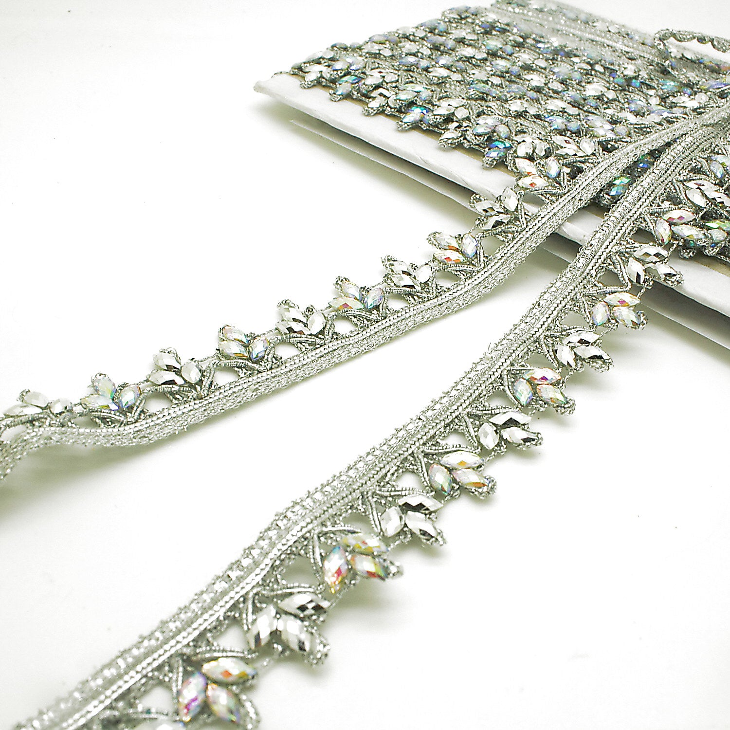 SILVER IRIDESCENT RHINESTONE TRIM - sarahi.NYC
