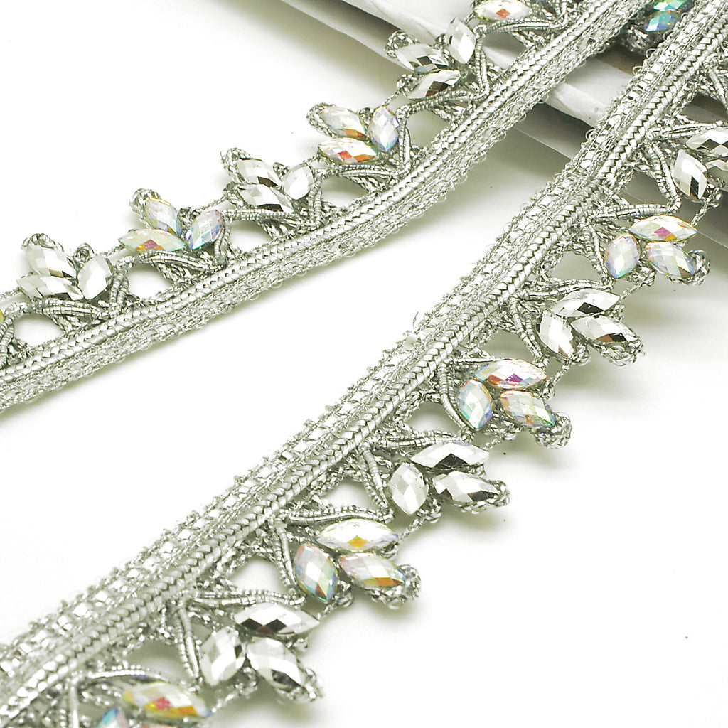 SILVER IRIDESCENT RHINESTONE TRIM - sarahi.NYC