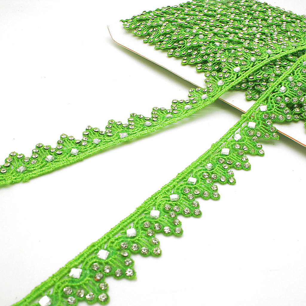 LIME GREEN RHINSTONE EDGING TRIM - sarahi.NYC
