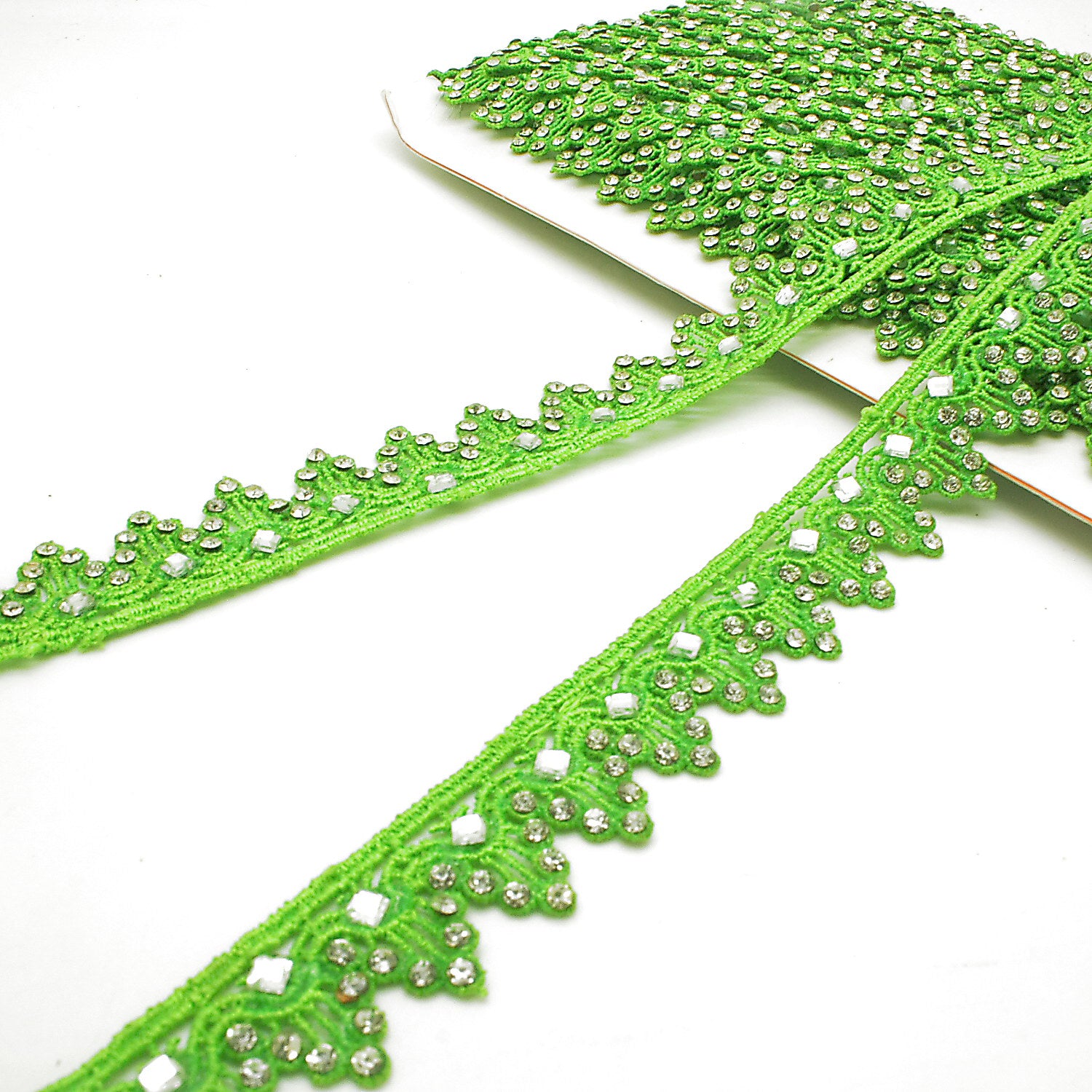 LIME GREEN RHINSTONE EDGING TRIM - sarahi.NYC