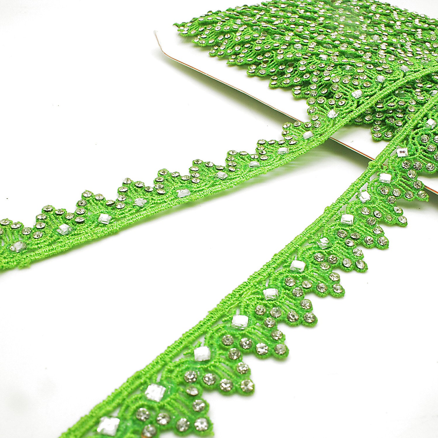 LIME GREEN RHINSTONE EDGING TRIM - sarahi.NYC
