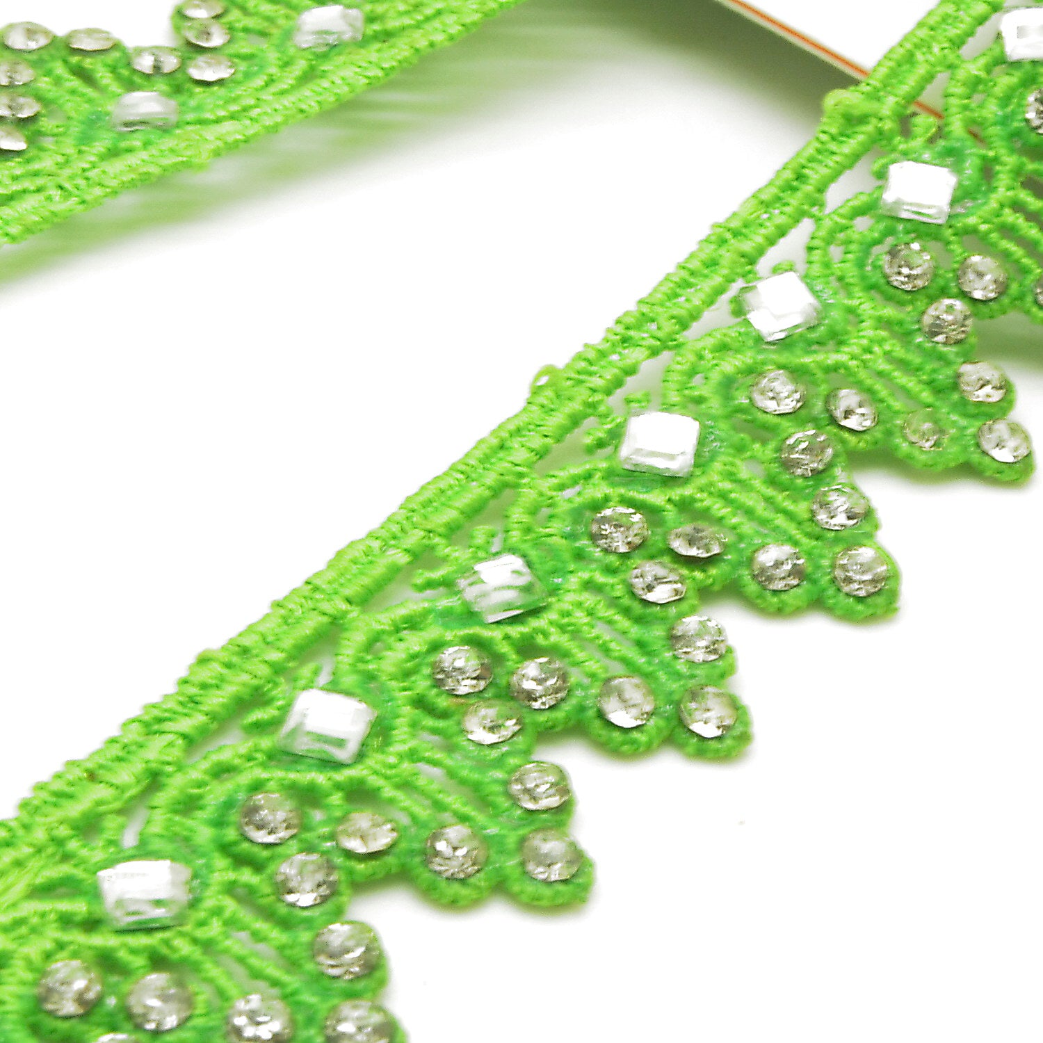 LIME GREEN RHINSTONE EDGING TRIM - sarahi.NYC