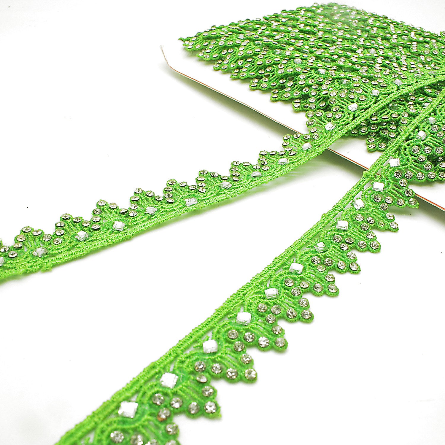 LIME GREEN RHINSTONE EDGING TRIM - sarahi.NYC