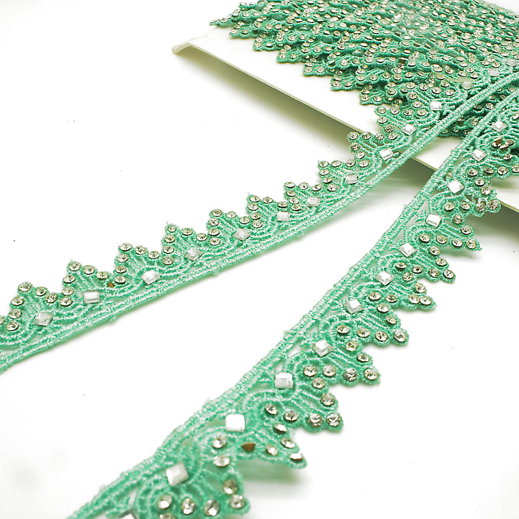 LIGHT GREEN RHINSTONE EDGING TRIM - sarahi.NYC