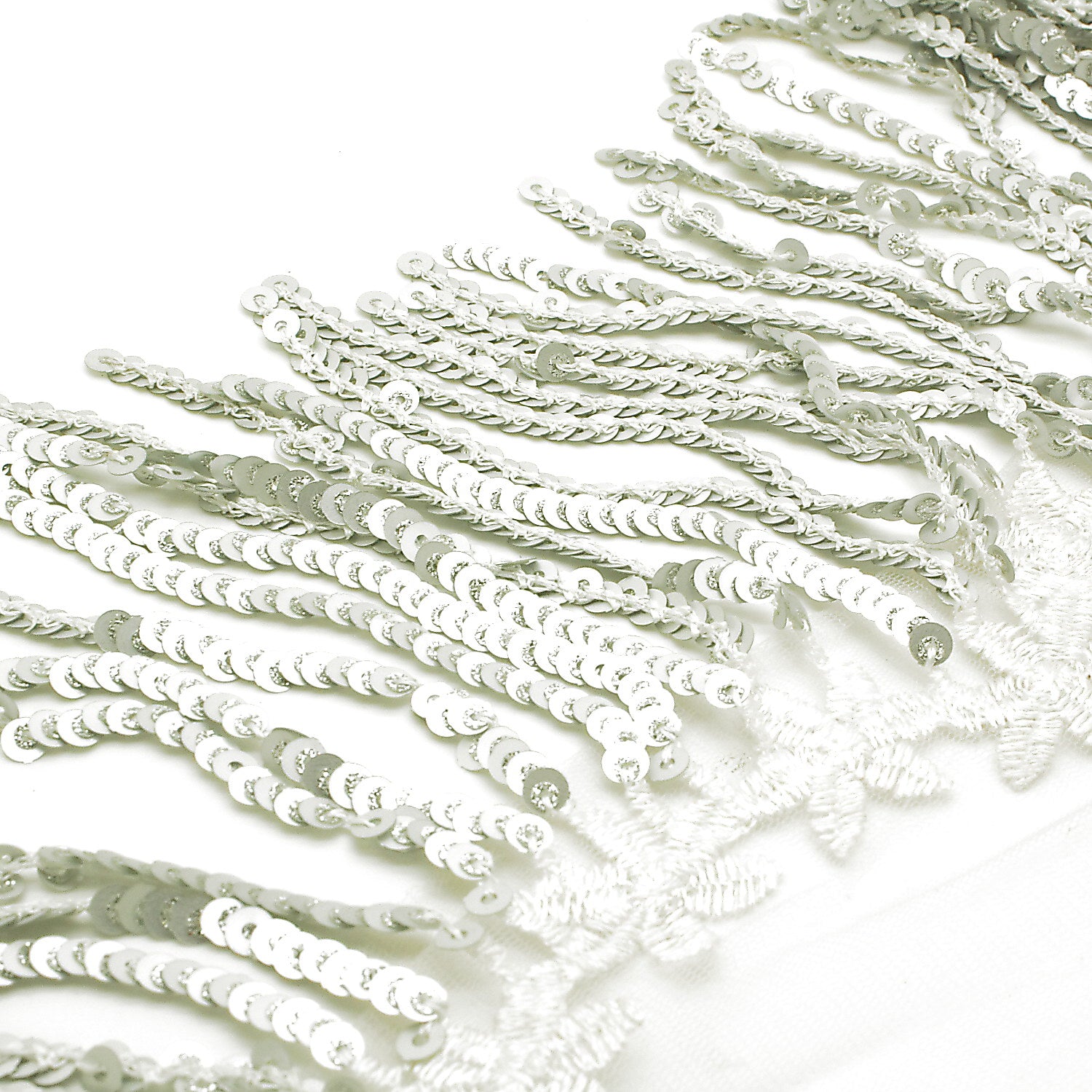 SILVER SEQUIN FRINGE TRIM - SARAHI.NYC