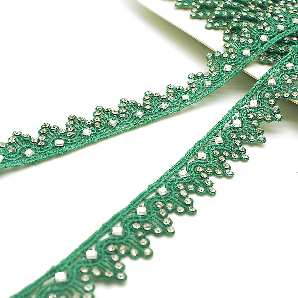 GREEN RHINSTONE EDGING TRIM - sarahi.NYC