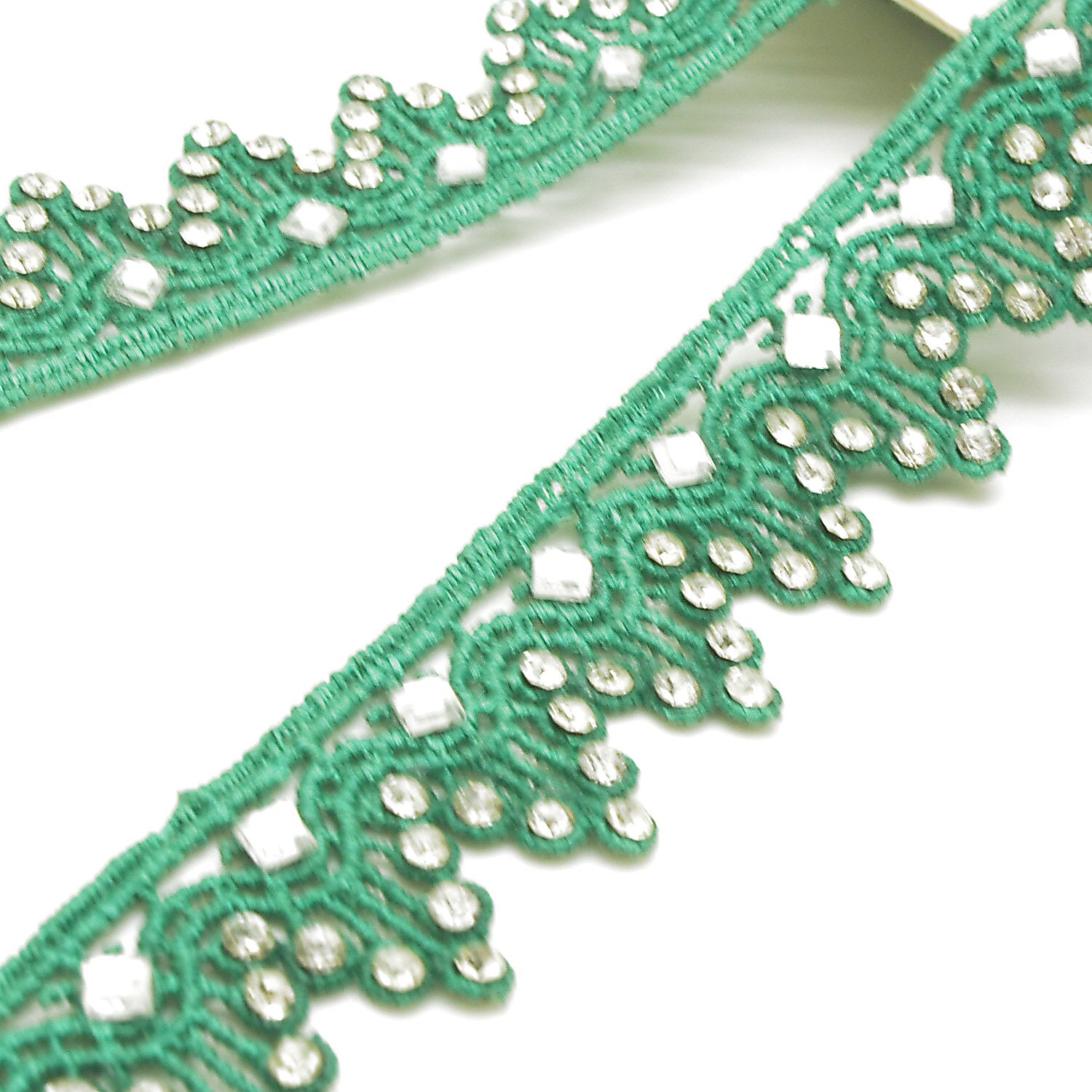 GREEN RHINSTONE EDGING TRIM - sarahi.NYC