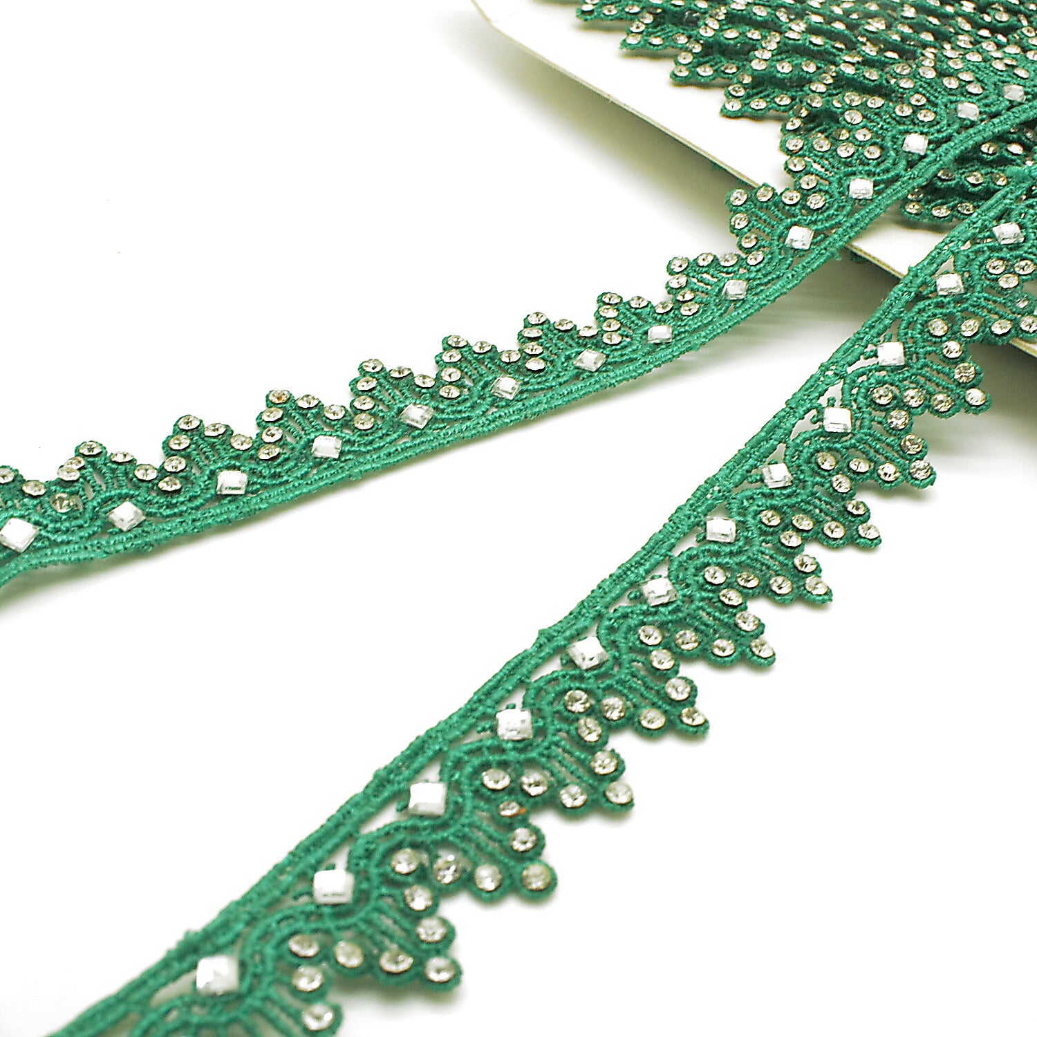 GREEN RHINSTONE EDGING TRIM - sarahi.NYC