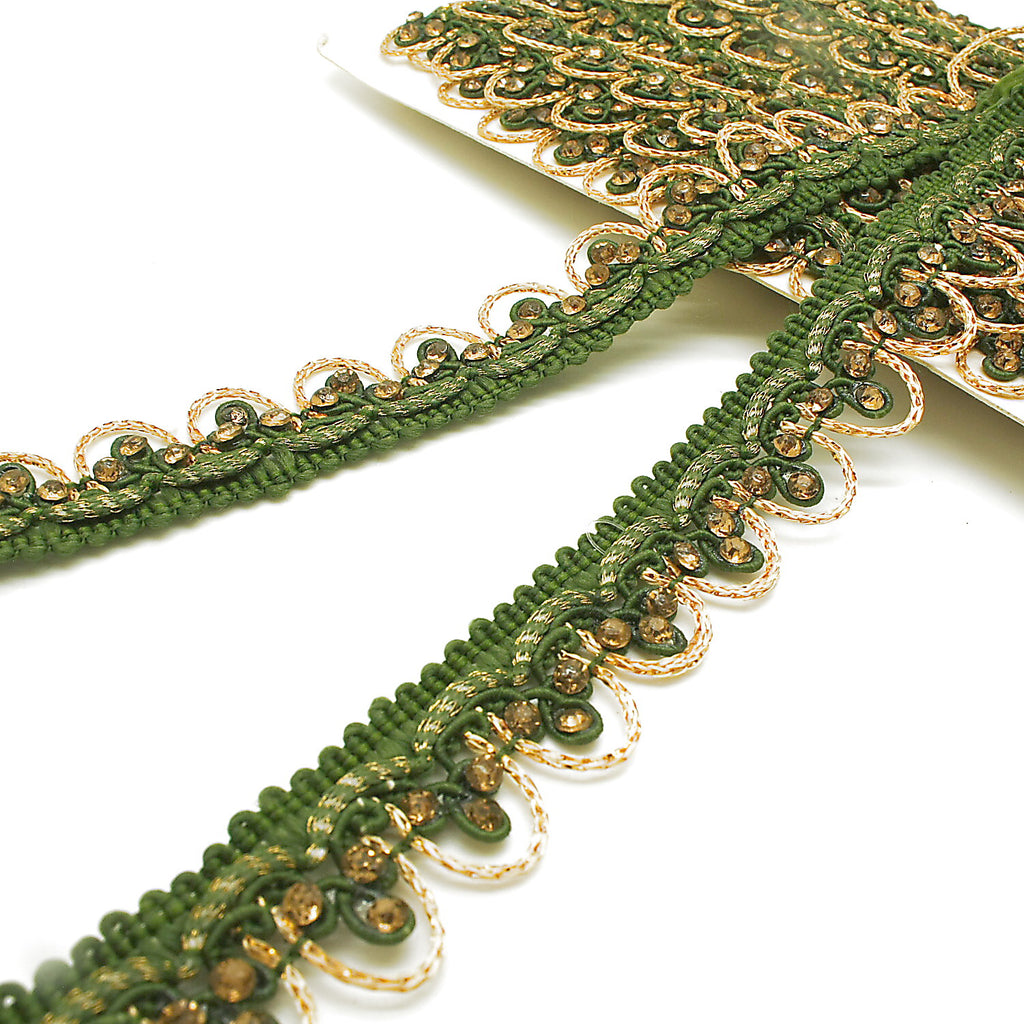 FOREST GREEN GOLD STONE TRIM - sarahi.NYC