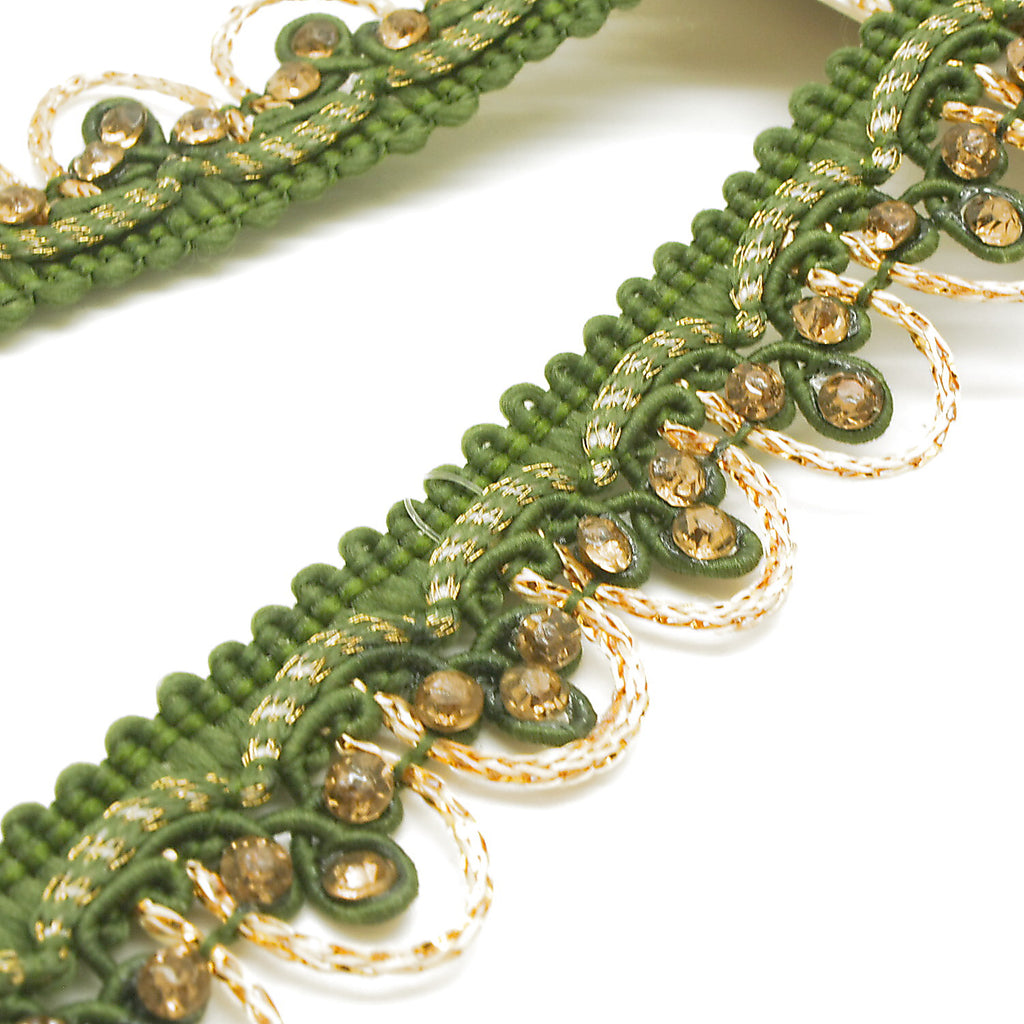 FOREST GREEN GOLD STONE TRIM - sarahi.NYC
