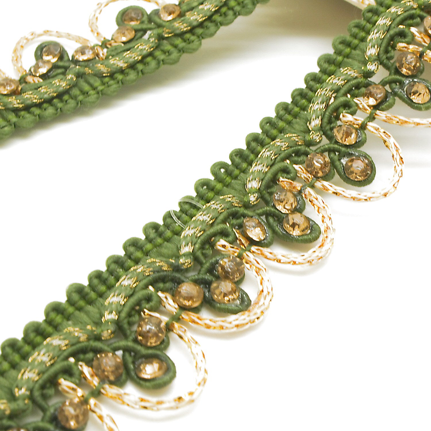 FOREST GREEN GOLD STONE TRIM - sarahi.NYC