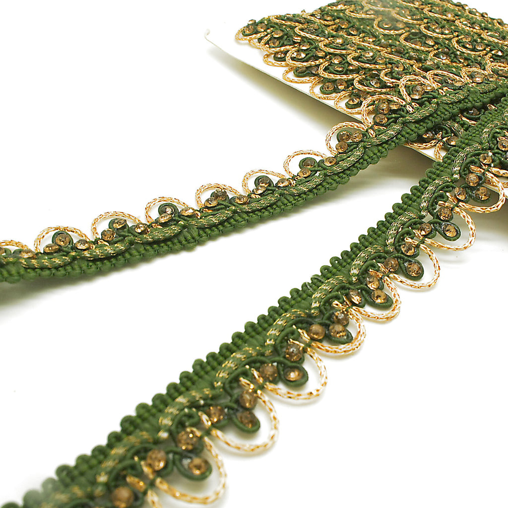 FOREST GREEN GOLD STONE TRIM - sarahi.NYC
