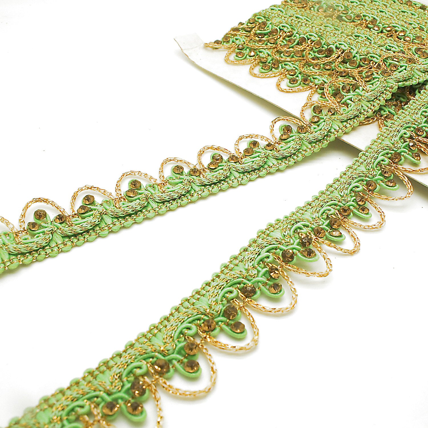 LIGHT GREEN RHINSTONE EDGING TRIM - sarahi.NYC