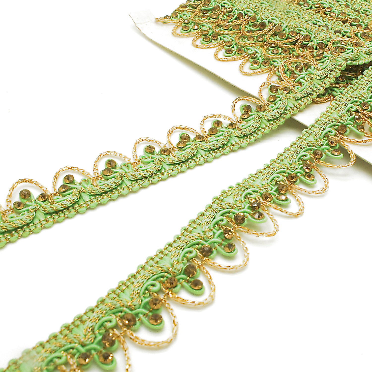 LIGHT GREEN RHINSTONE EDGING TRIM - sarahi.NYC