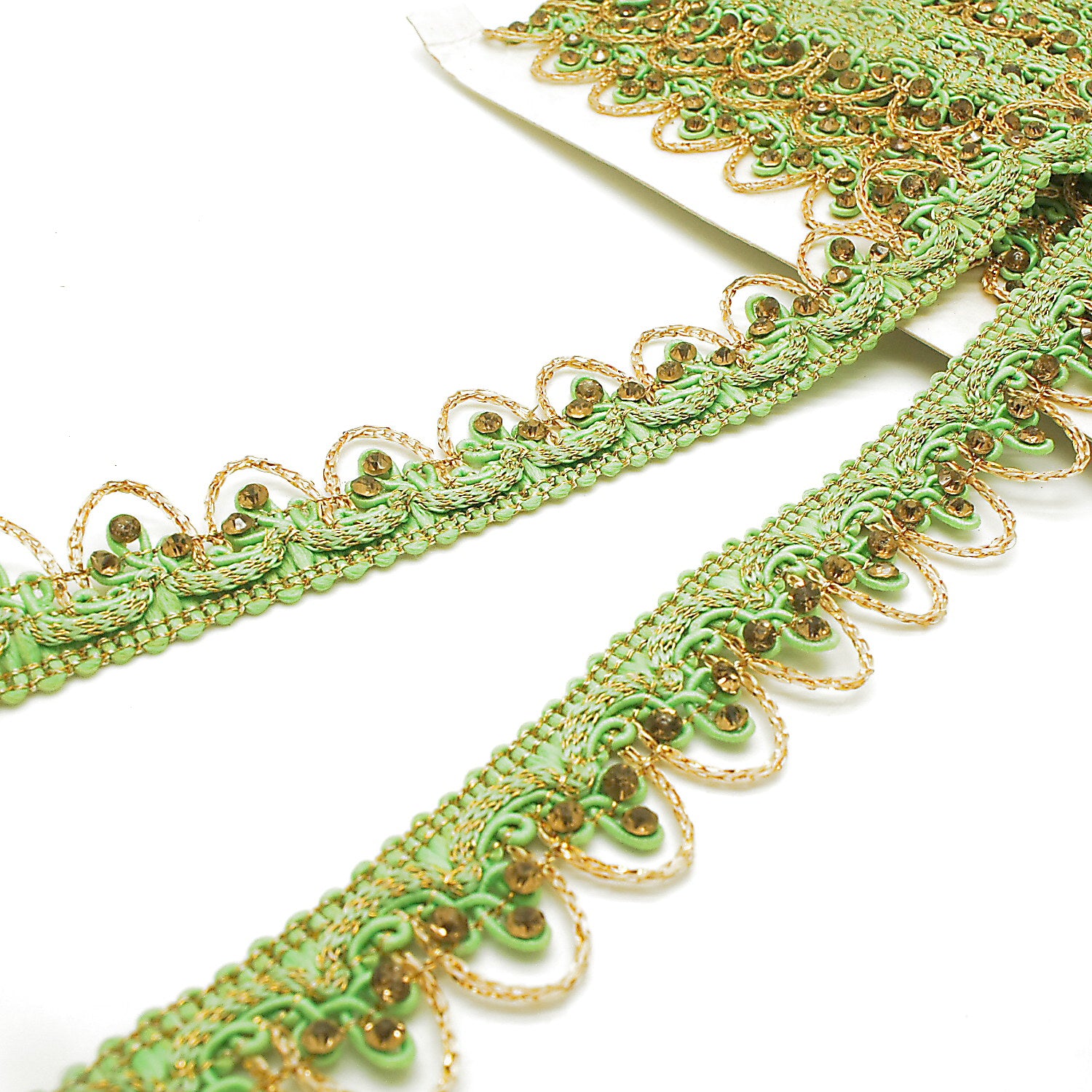 LIGHT GREEN RHINSTONE EDGING TRIM - sarahi.NYC