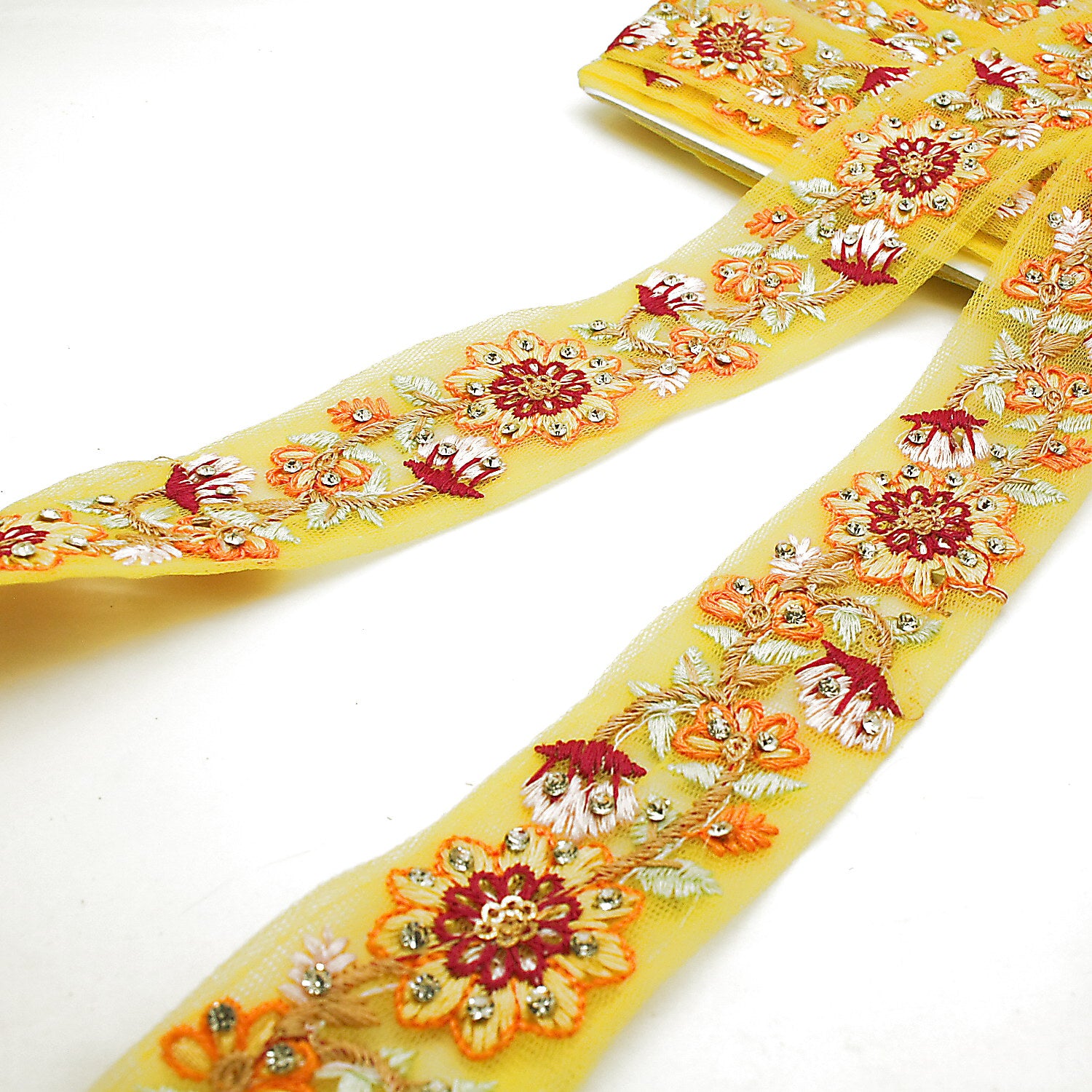 YELLOW STONE EMBROIDERED TRIM - sarahi.NYC