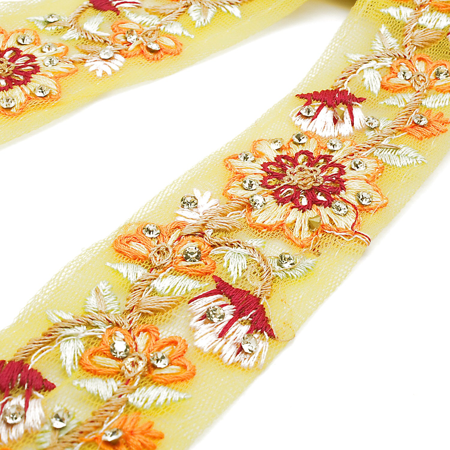 YELLOW STONE EMBROIDERED TRIM - sarahi.NYC