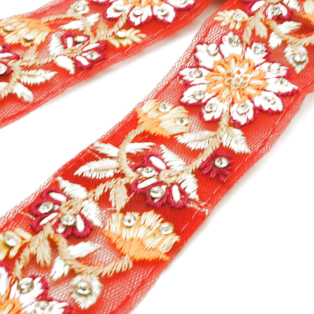 RED FLORAL STONE TRIM - sarahi.NYC (Copy)
