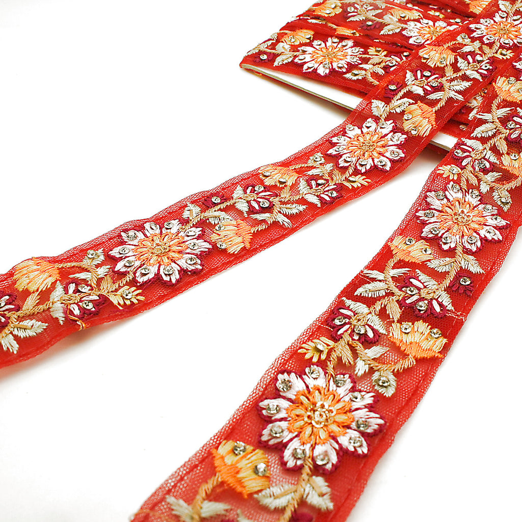RED FLORAL STONE TRIM - sarahi.NYC (Copy)