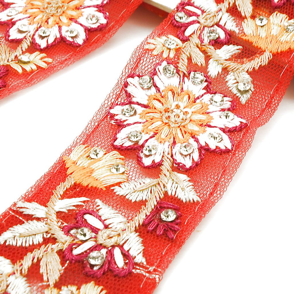 RED FLORAL STONE TRIM - sarahi.NYC (Copy)