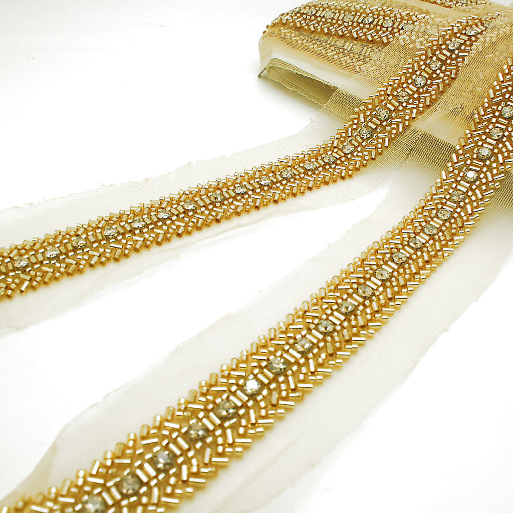 GOLD CRYSTAL BEADED TRIM - sarahi.NYC