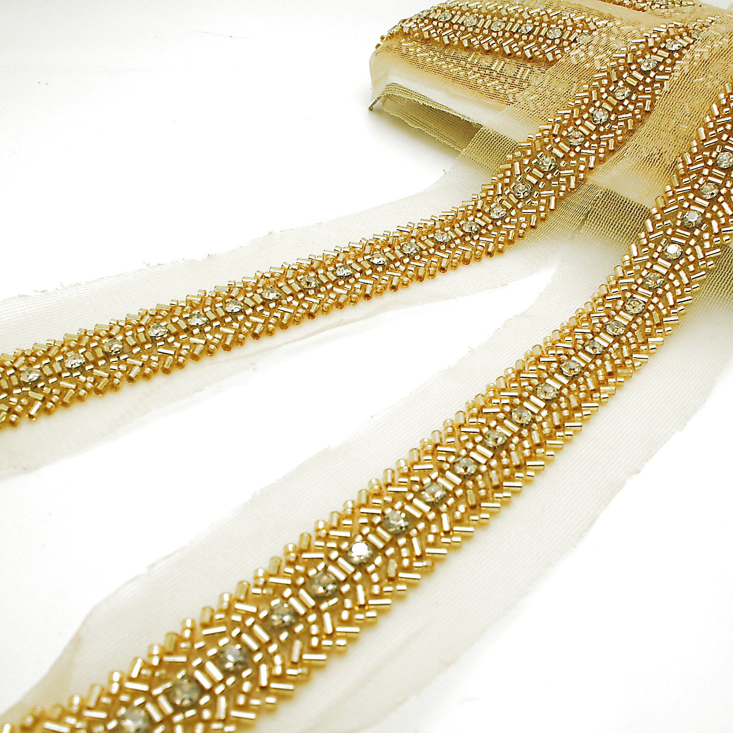 GOLD CRYSTAL BEADED TRIM - sarahi.NYC