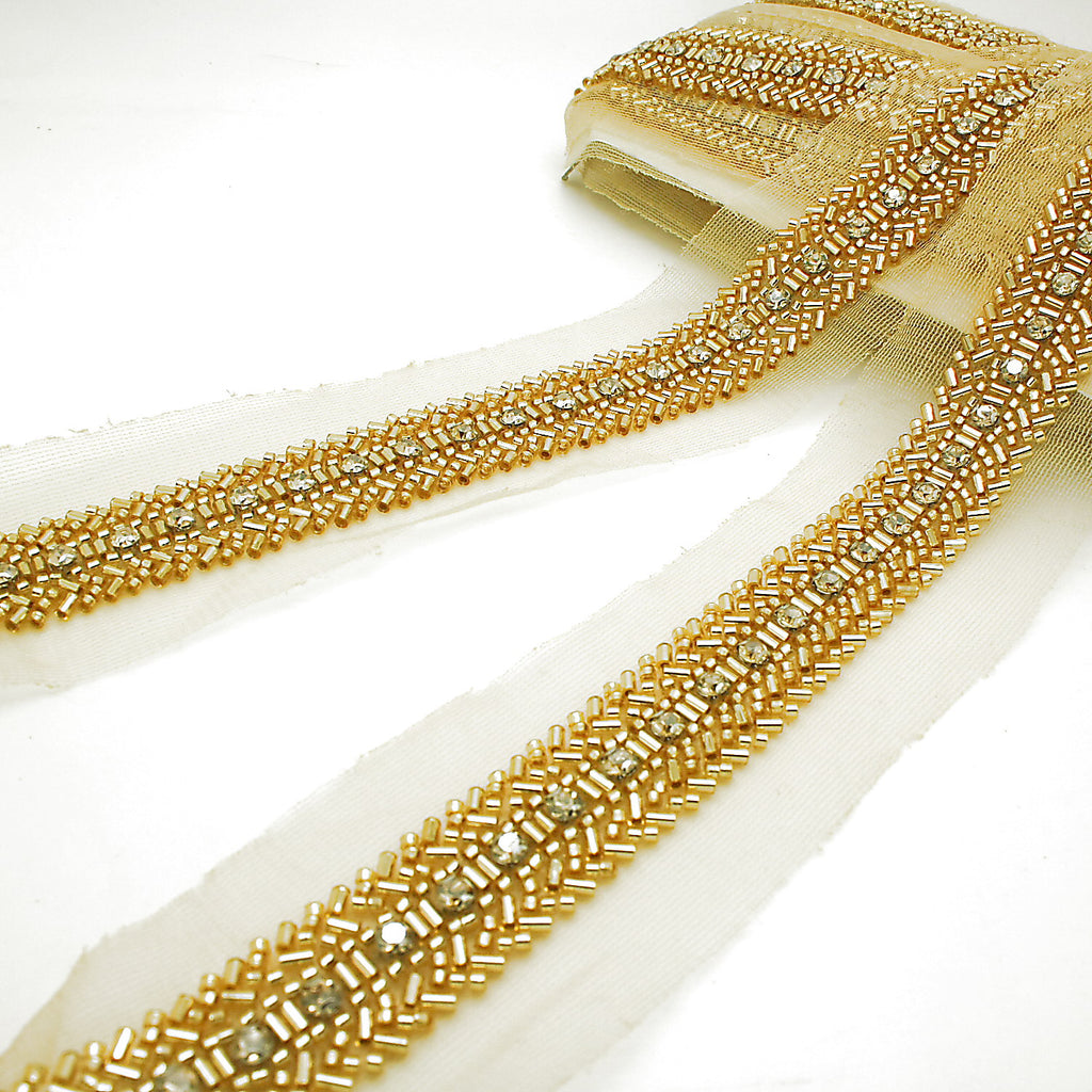 GOLD CRYSTAL BEADED TRIM - sarahi.NYC