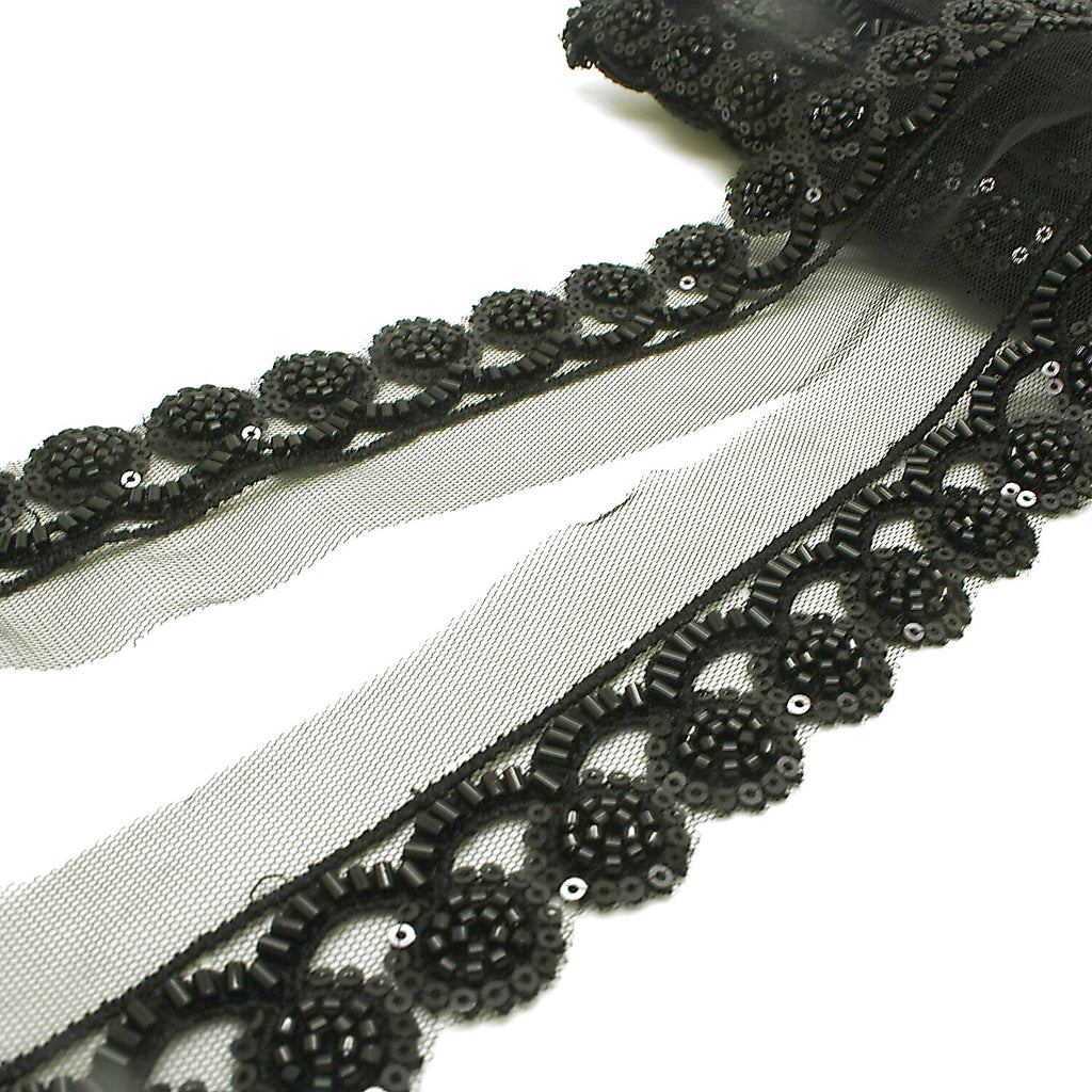 BLACK BEADED SEQUIN TRIM - sarahi.NYC