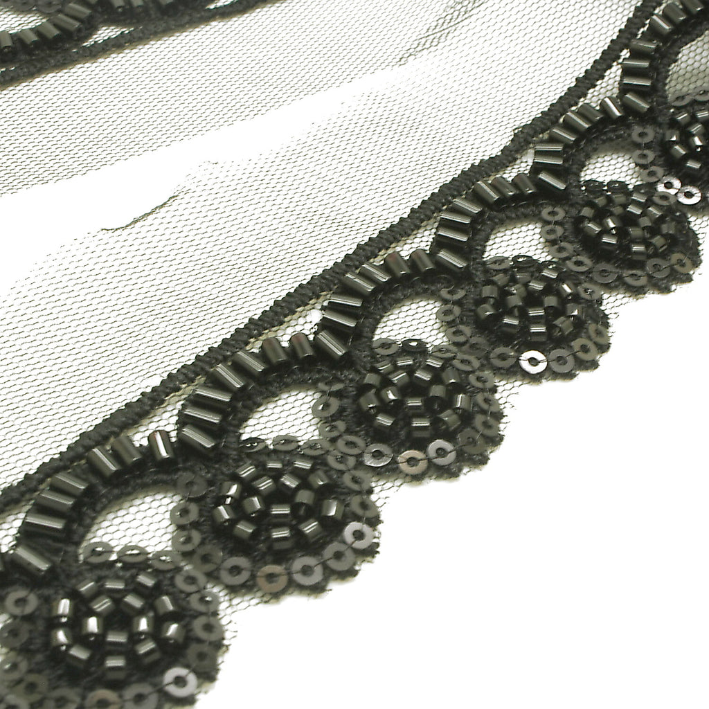 BLACK BEADED SEQUIN TRIM - sarahi.NYC