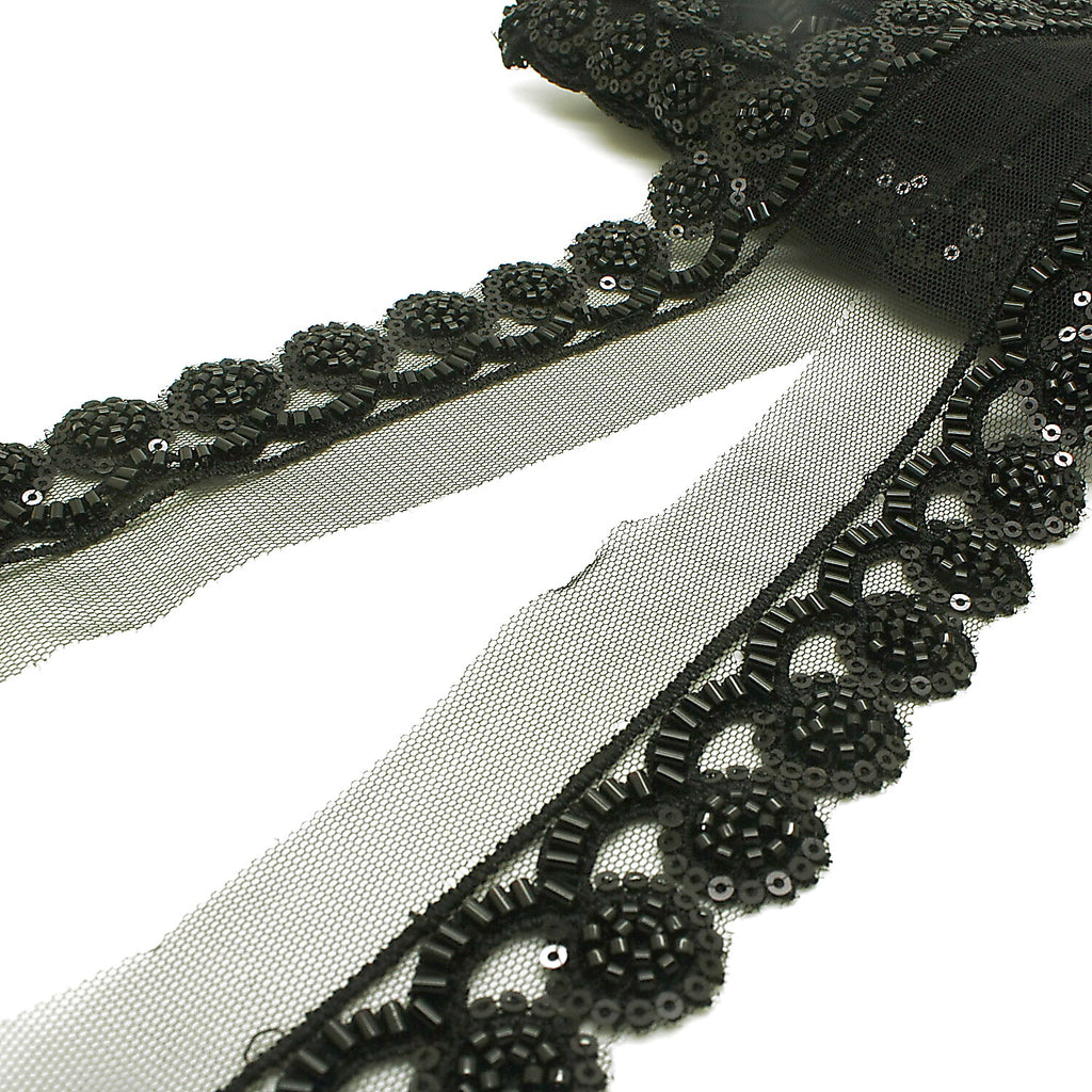 BLACK BEADED SEQUIN TRIM - sarahi.NYC
