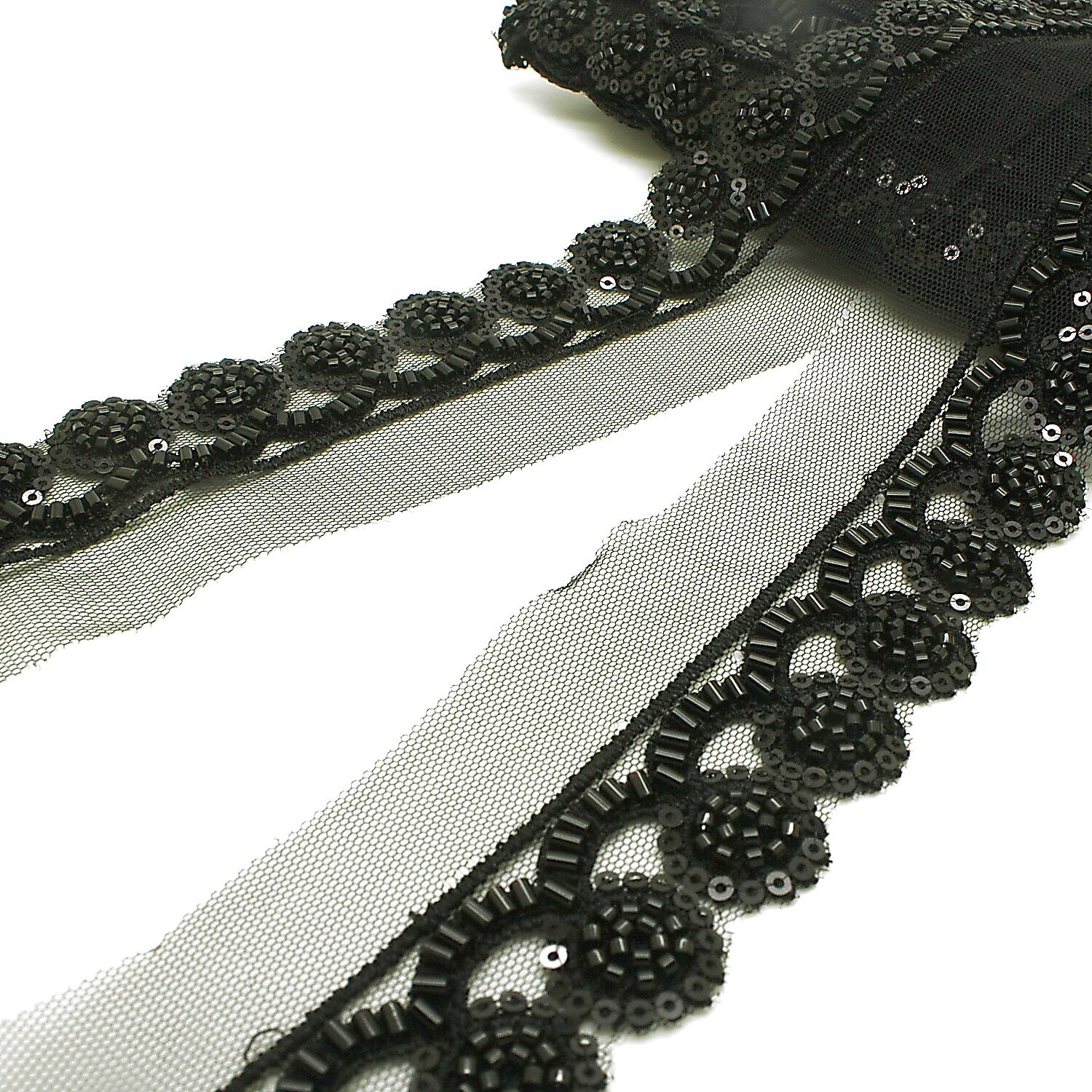 BLACK BEADED SEQUIN TRIM - sarahi.NYC