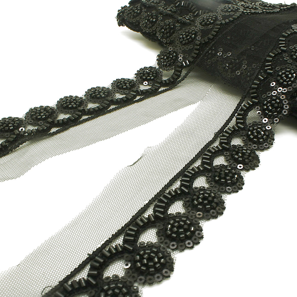 BLACK BEADED SEQUIN TRIM - sarahi.NYC