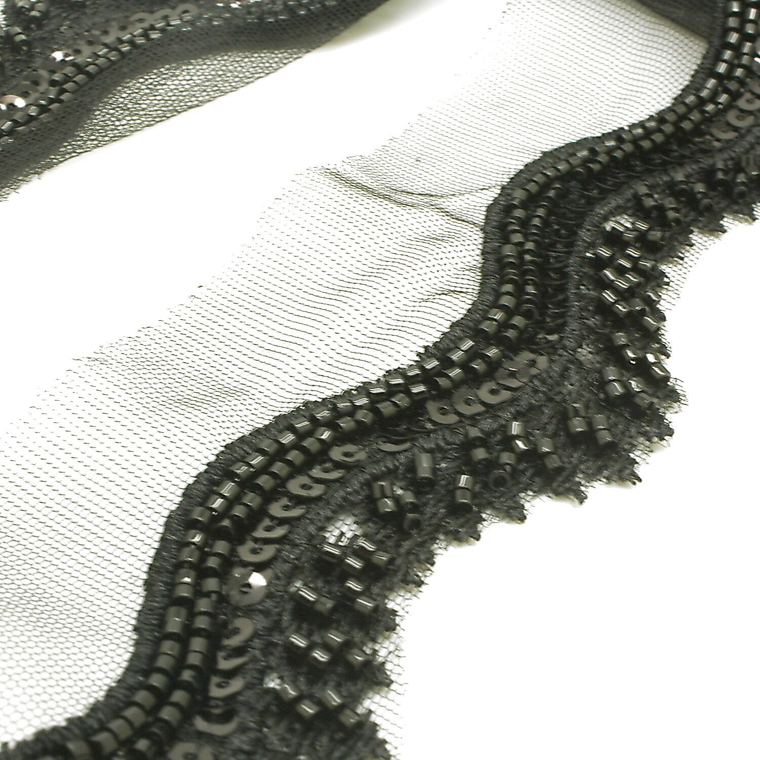 BLACK BEADED SEQUIN WAVE TRIM - sarahi.NYC