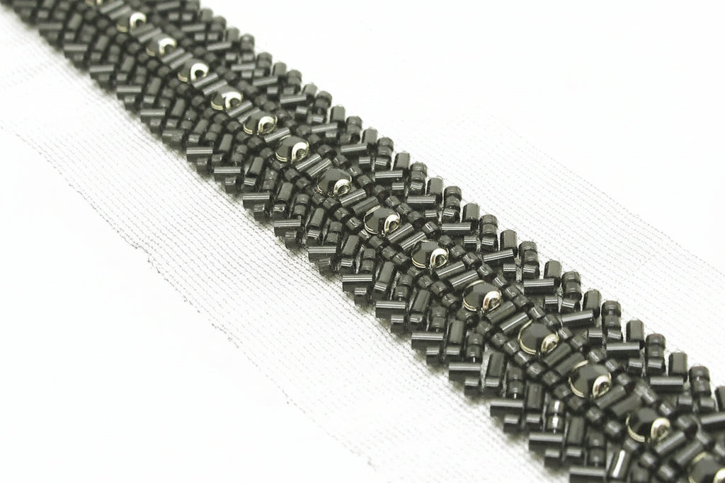 BLACK BEADED CRYSTAL TRIM - sarahi.NYC