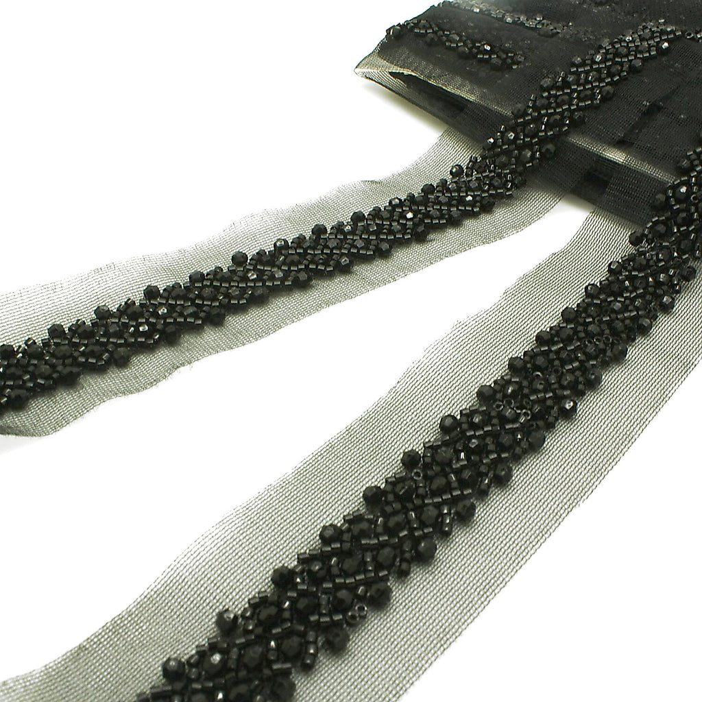 BLACK BEADED  TRIM - sarahi.NYC